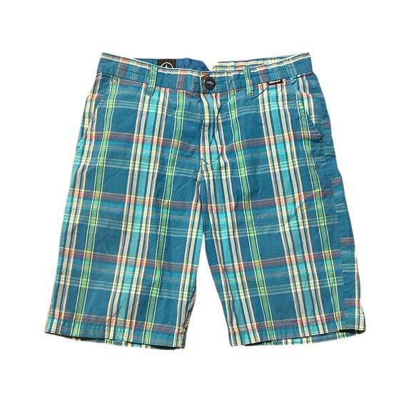 Volcom Blue and Green Plaid shorts - Picture 1 of 4